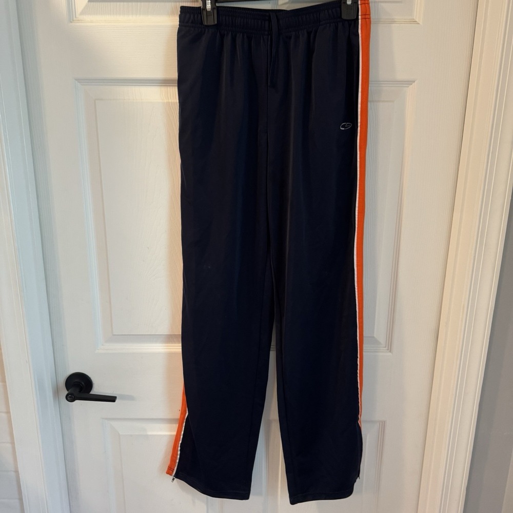 Champion Athletic Pants Men M Blue Orange Stripe Leg Pocket Ankle Zip Activewear